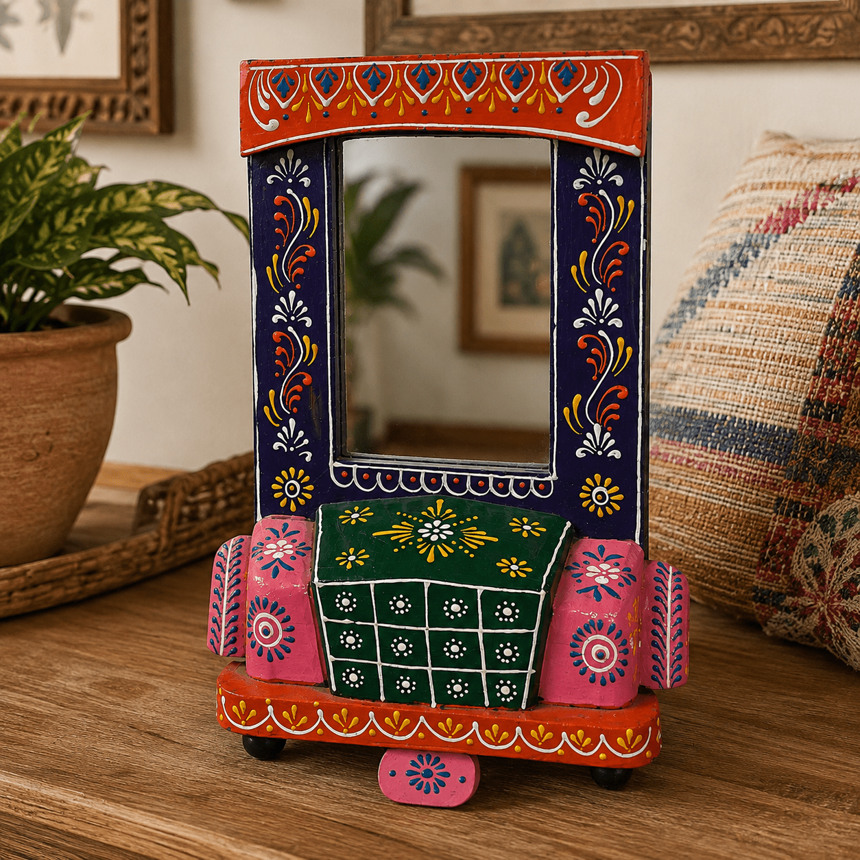 Espejo Artesanal Rangoli Jardín de Colores - BOUTIQUEDELAINDIA