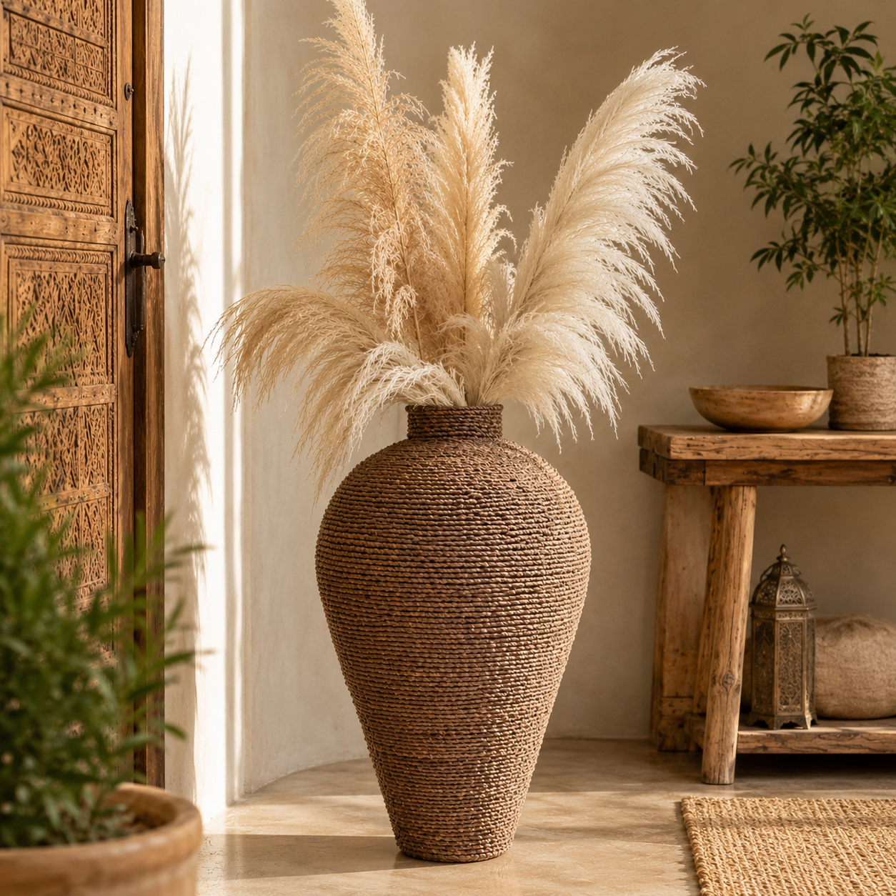 Jarrón Decorativo Artesanal en Palma de Seje