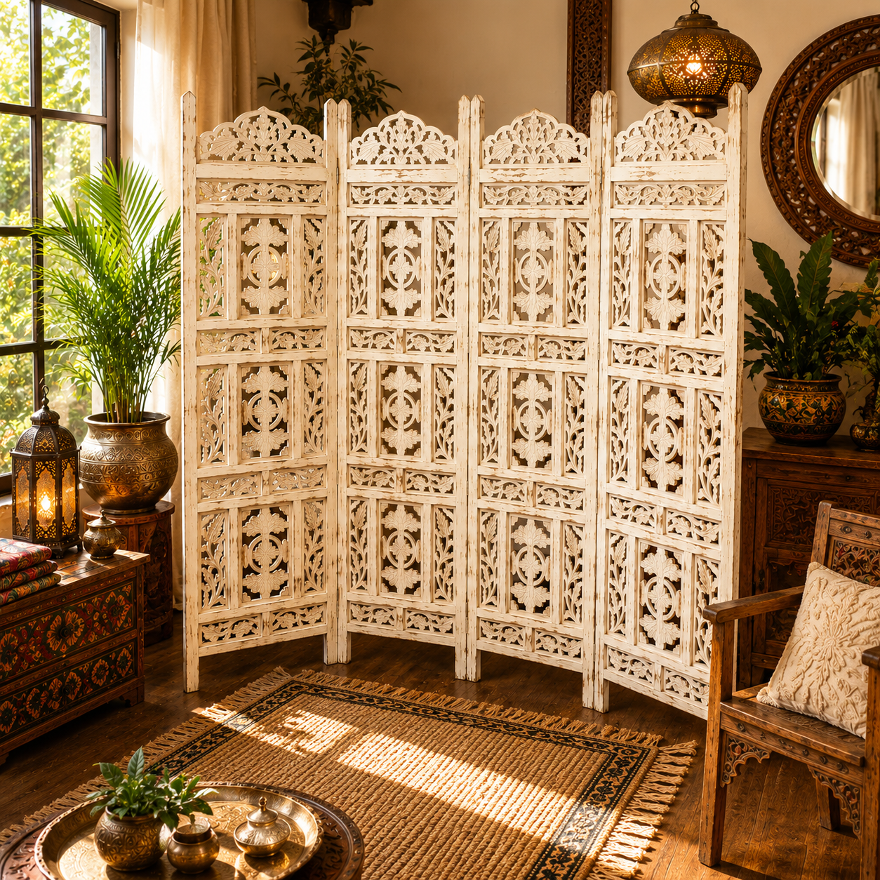 Biombo Separador Oriental Vintage