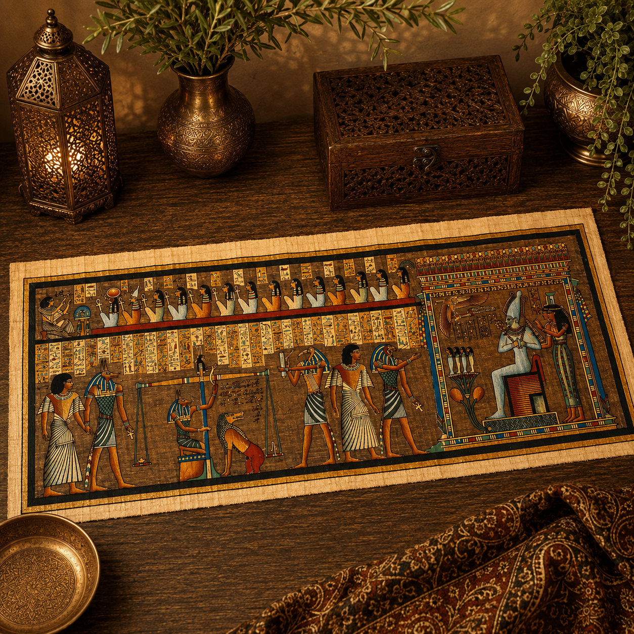 Papiro Egipcio Ceremonia de Osiris y Anubis - BOUTIQUEDELAINDIA