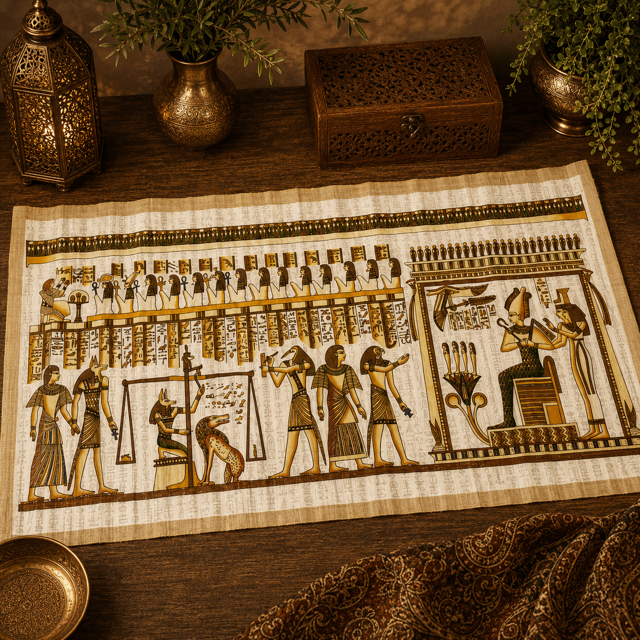 Papiro Egipcio Juicio de Osiris y Anubis - BOUTIQUEDELAINDIA