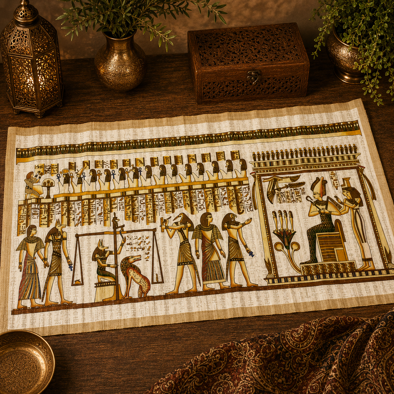 Papiro egipcio, jeroglíficos, arte egipcio, decoración egipcia - BOUTIQUEDELAINDIA