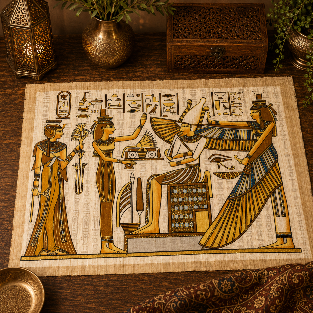 Papiro egipcio, jeroglíficos, arte egipcio, decoración egipcia - BOUTIQUEDELAINDIA