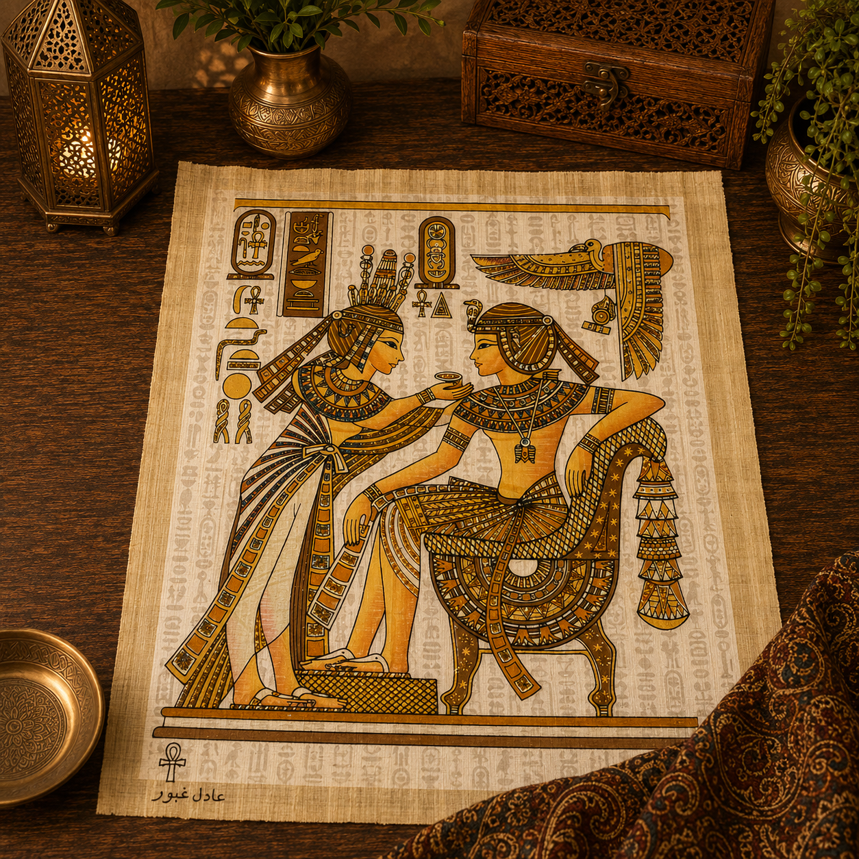 Papiro egipcio, jeroglíficos, arte egipcio, decoración egipcia - BOUTIQUEDELAINDIA