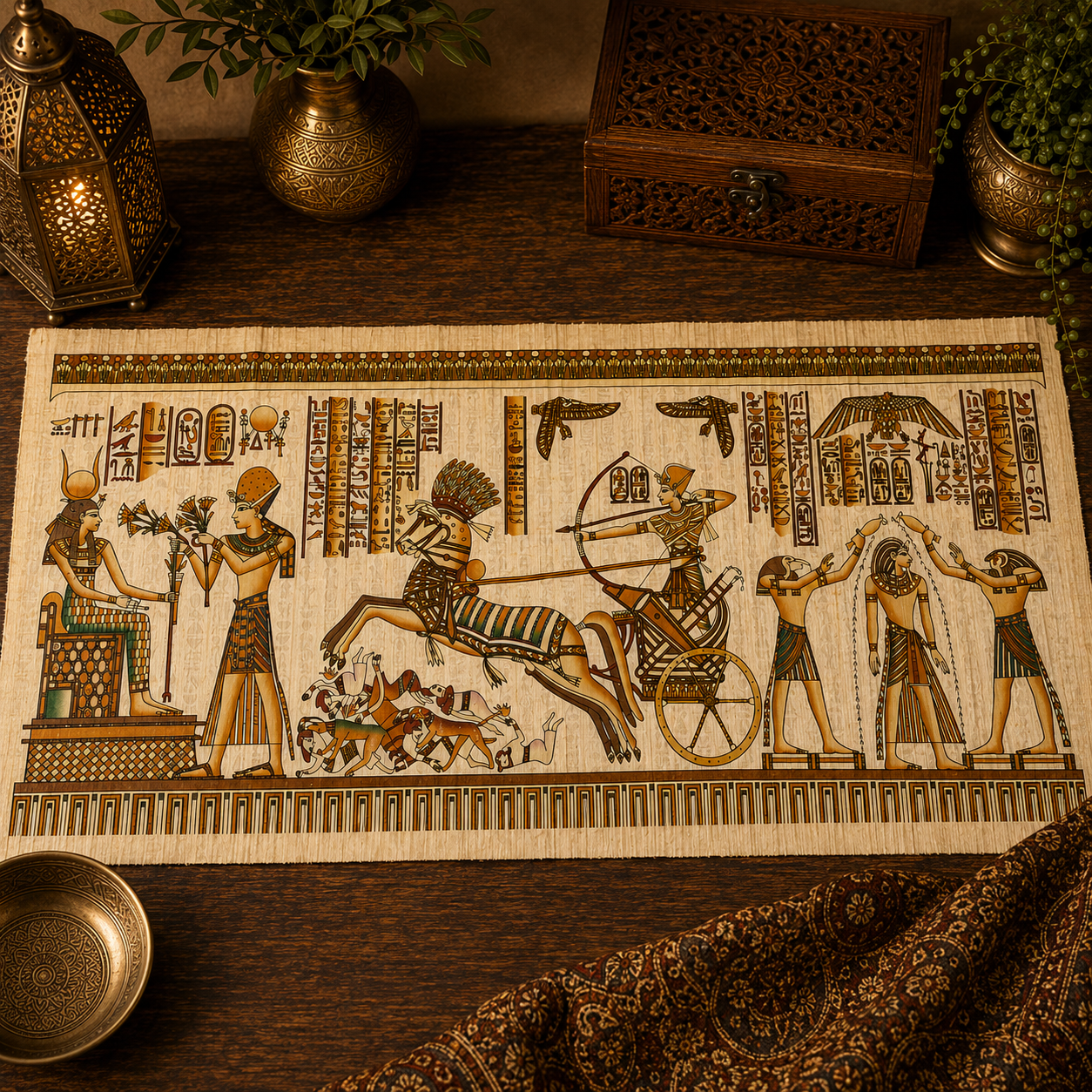 Papiro egipcio, jeroglíficos, arte egipcio, decoración egipcia - BOUTIQUEDELAINDIA