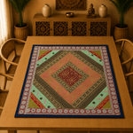 Mantel Cuadrado Artesanal con Bordados Tradicionales - BOUTIQUEDELAINDIA