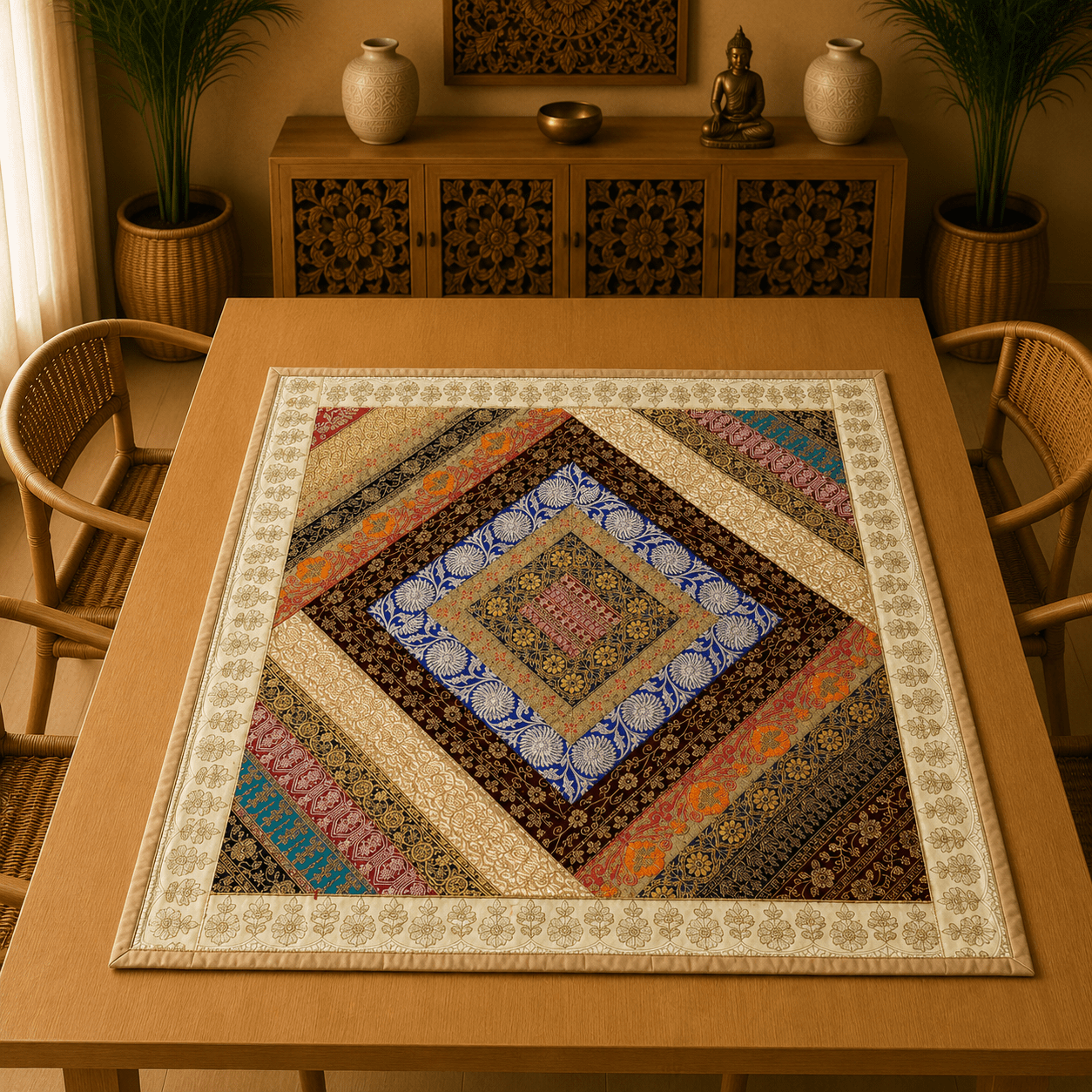 Mantel Artesanal con Diseño Clásico de la India - BOUTIQUEDELAINDIA