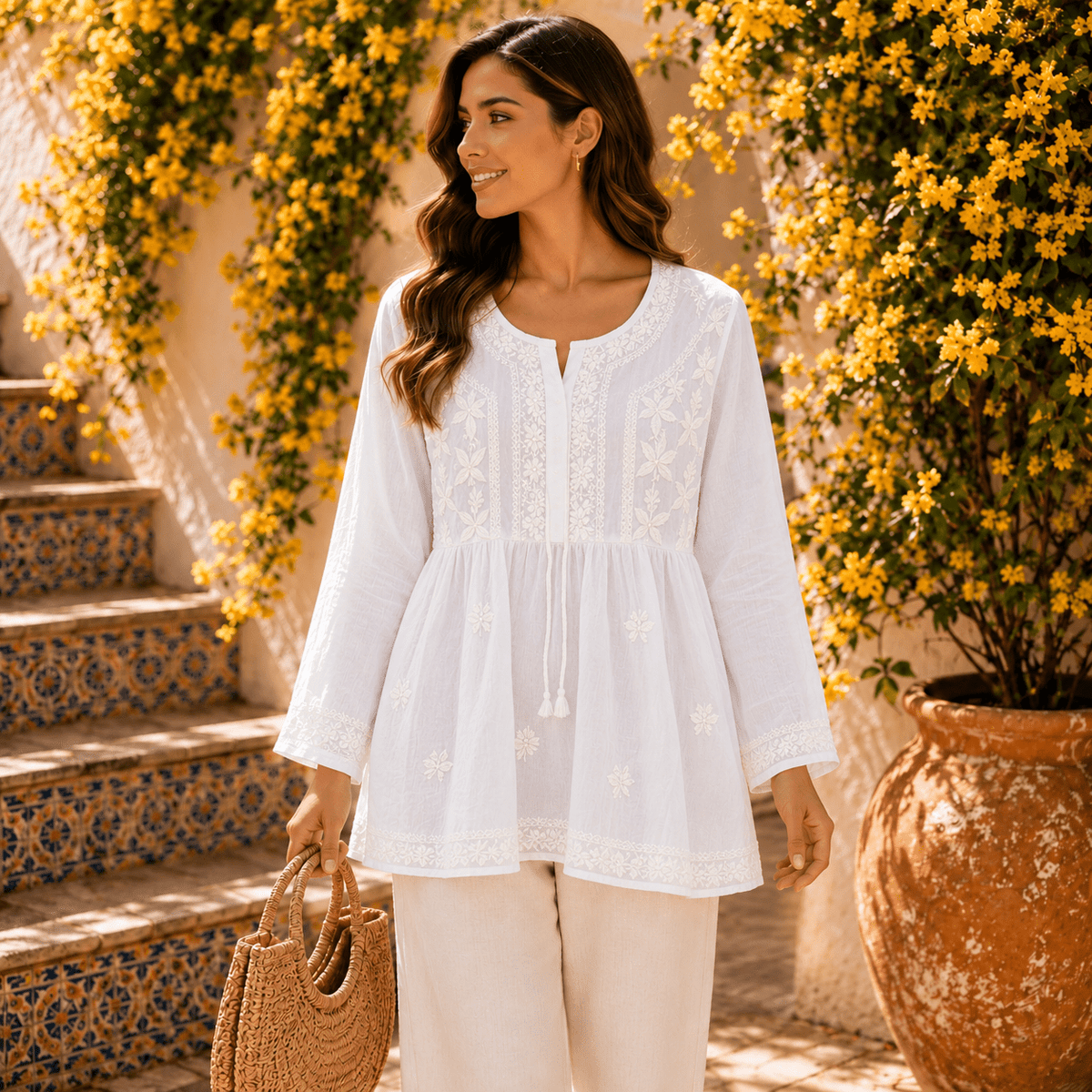 Blusa Priti Bordada a Mano - BOUTIQUEDELAINDIA
