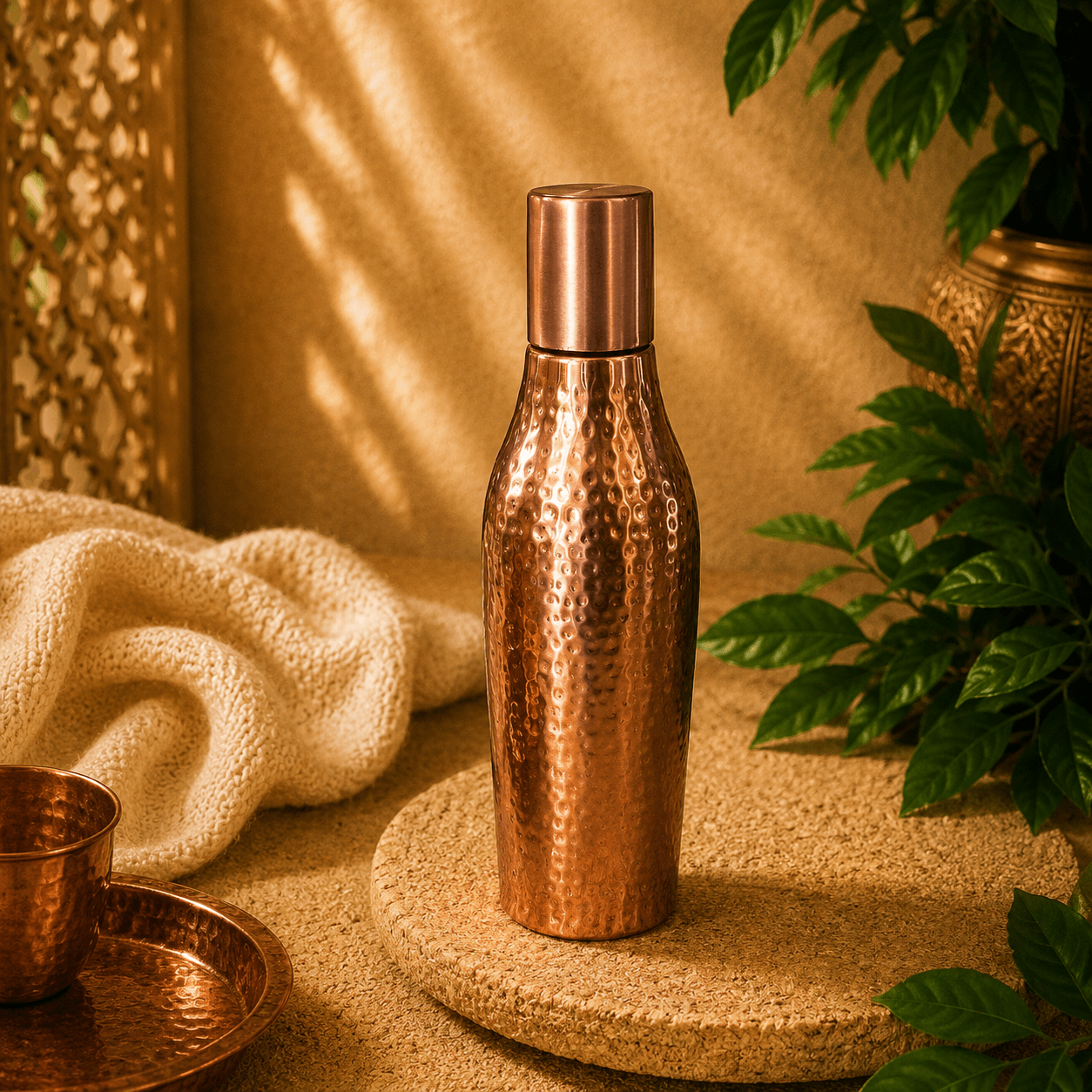 Botella de Cobre de la India Utsav - BOUTIQUEDELAINDIA