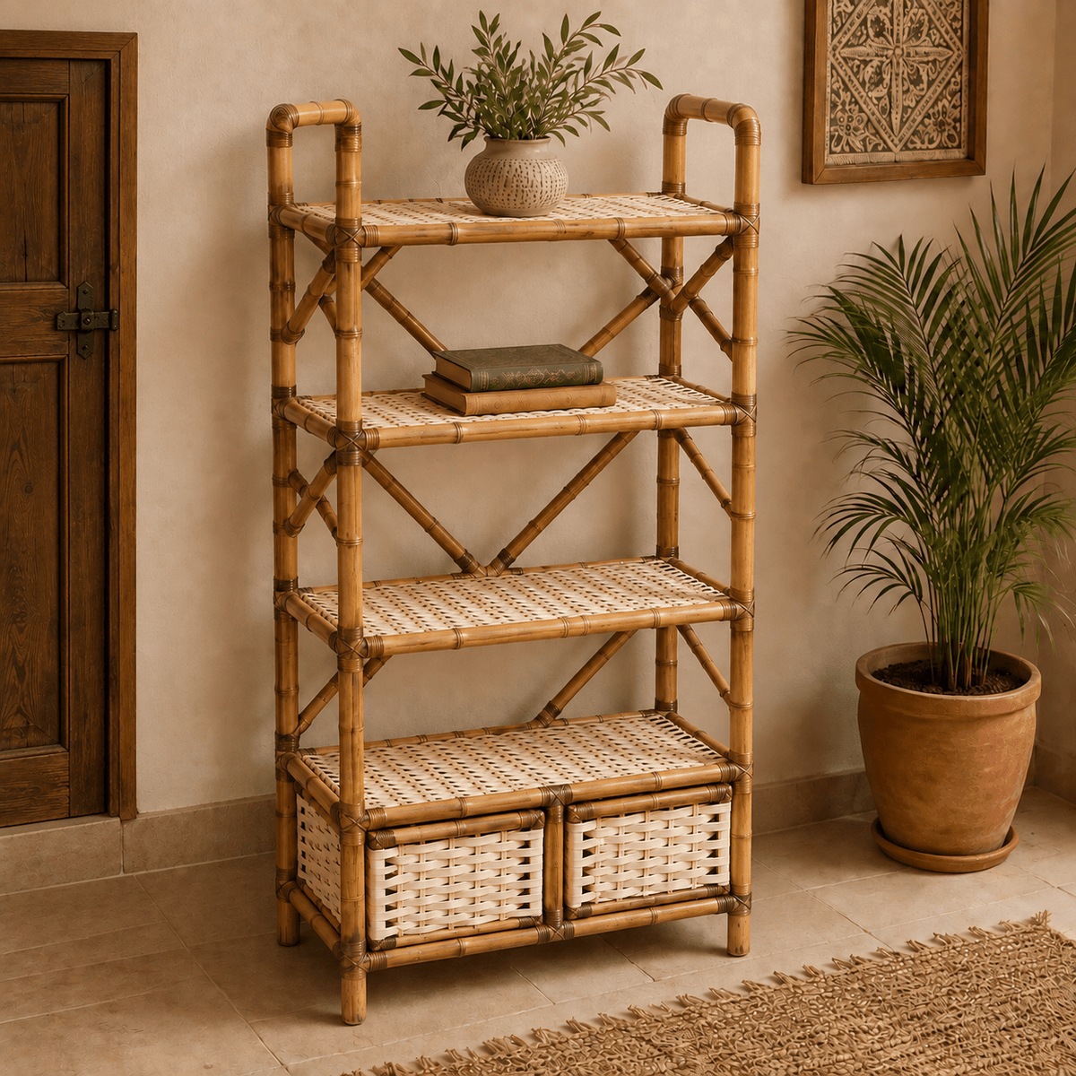 Estantería Artesanal Vanya con Canastas - BOUTIQUEDELAINDIA