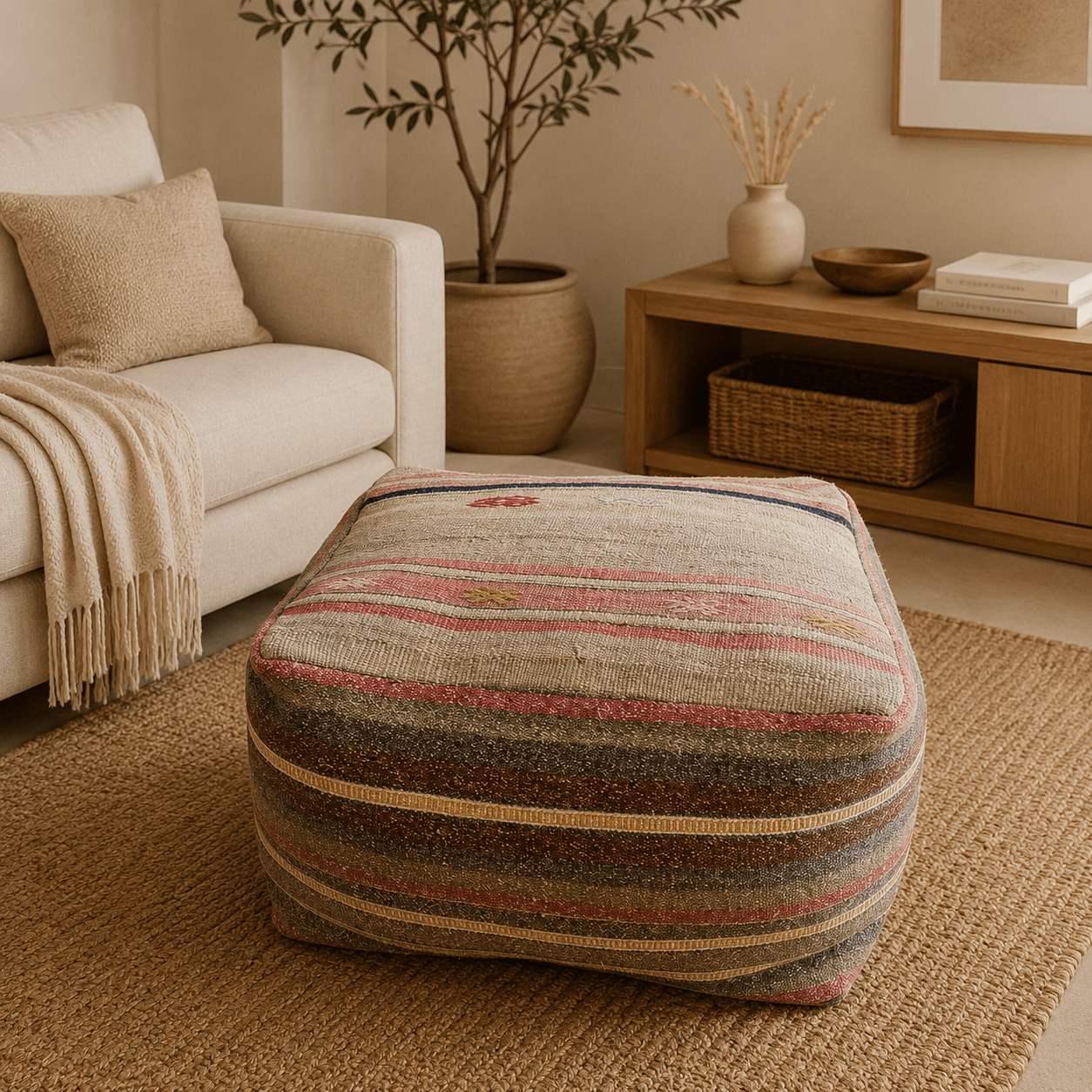Puff Circular Kilim Capadocia Turquía - BOUTIQUEDELAINDIA