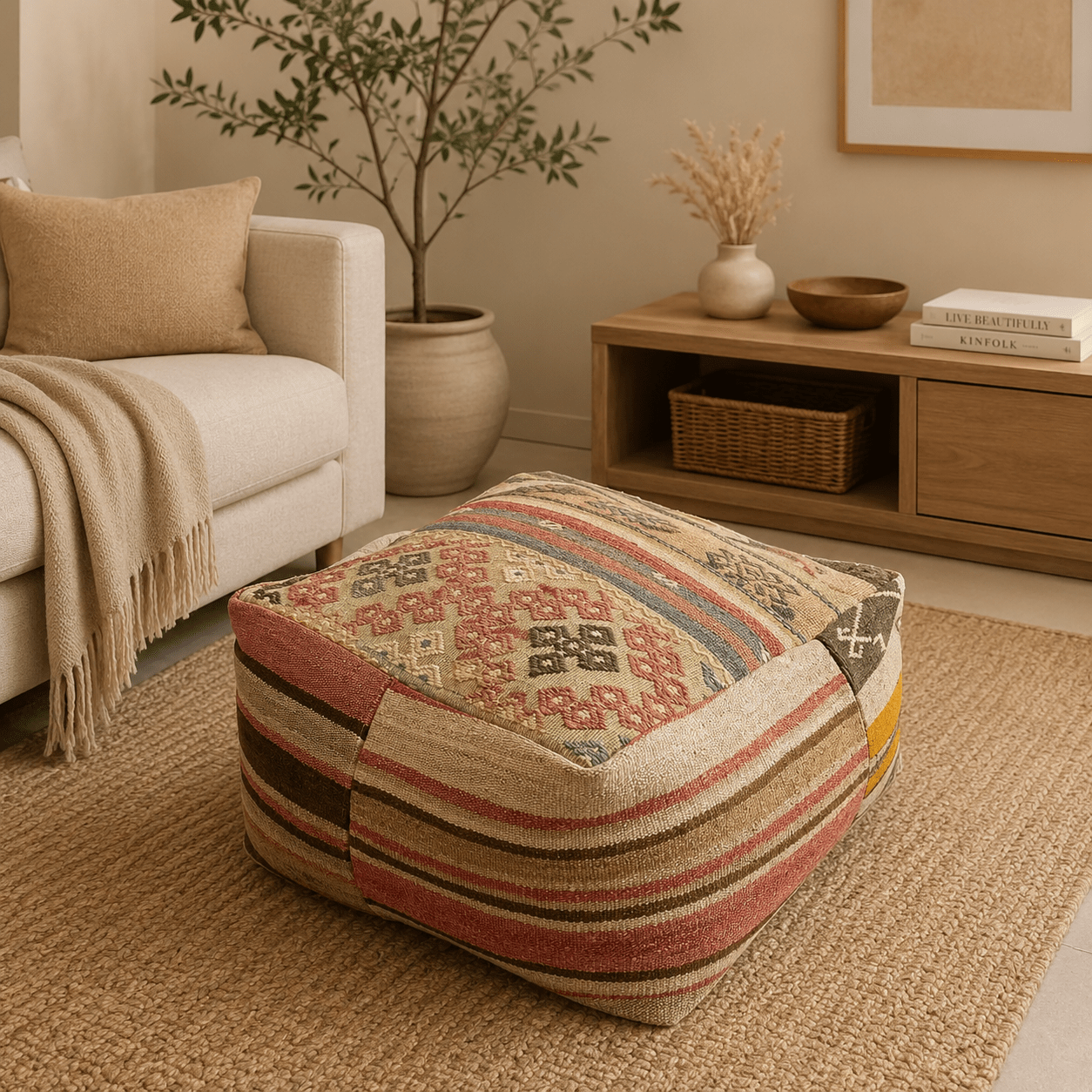 Puff Circular Kilim Sultana de Anatolia - BOUTIQUEDELAINDIA