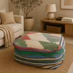 Puff Circular Kilim Esmeralda de Anatolia Turquía - BOUTIQUEDELAINDIA