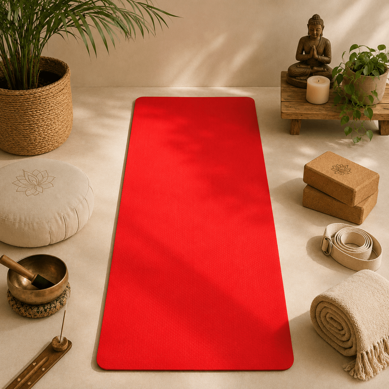 Mat de Yoga Shanti con Estuche incluido - Rojo - BOUTIQUEDELAINDIA