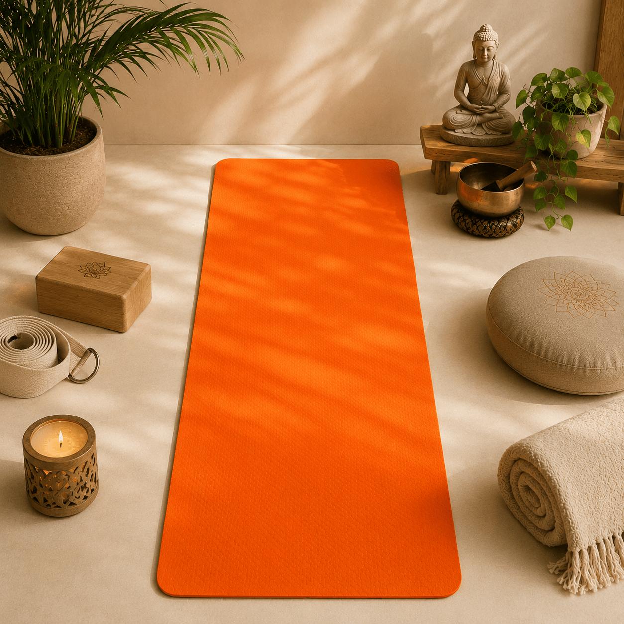 Mat de Yoga Shanti con Estuche incluido - Naranja - BOUTIQUEDELAINDIA