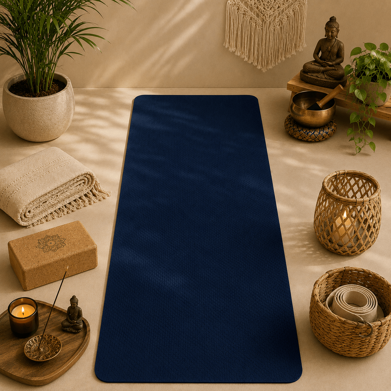 Mat de Yoga Shanti con Estuche incluido - Azul - BOUTIQUEDELAINDIA