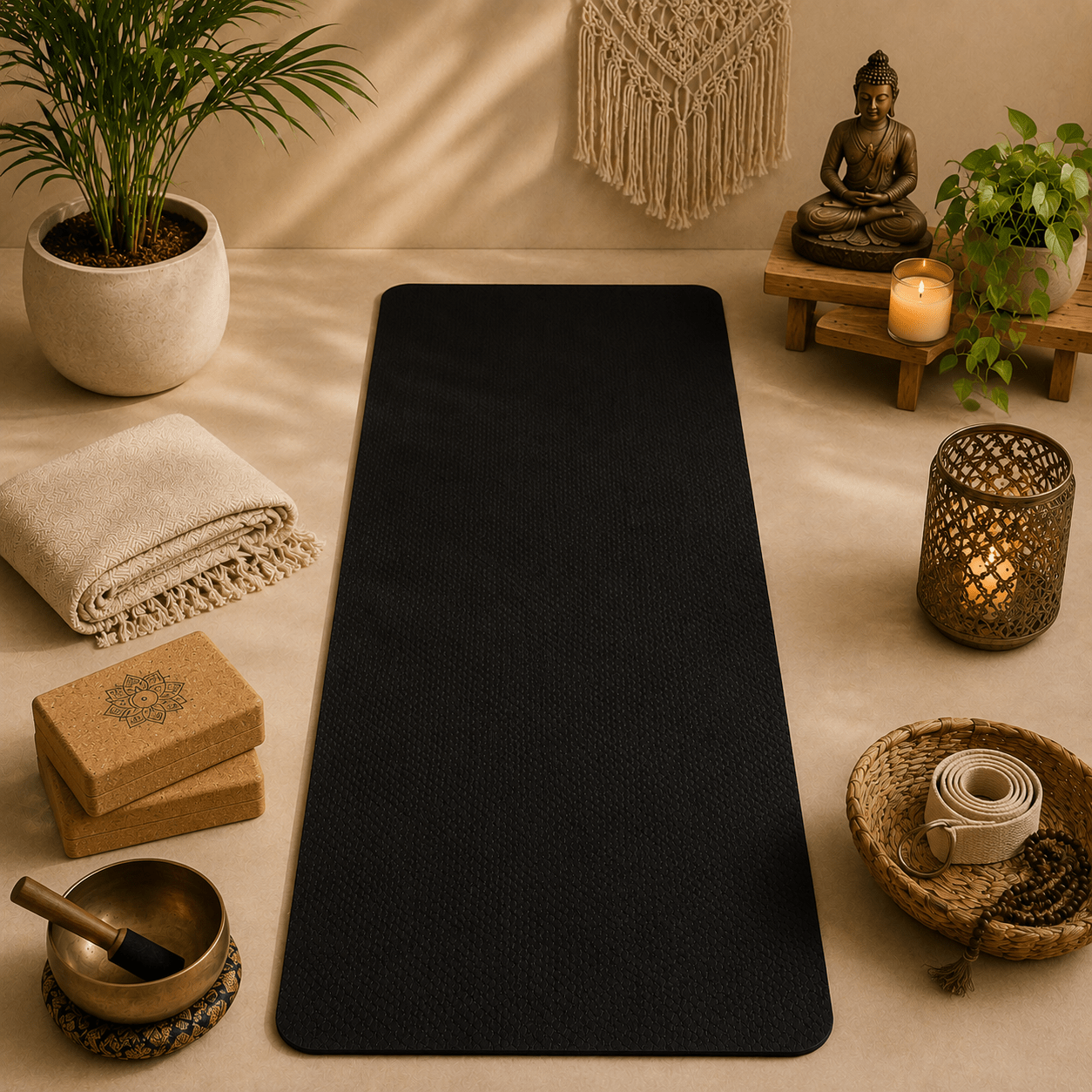Mat de Yoga Shanti con Estuche incluido - Negro - BOUTIQUEDELAINDIA