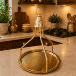Bandeja Oriental Plegable Dorada con Soporte Giratorio - BOUTIQUEDELAINDIA