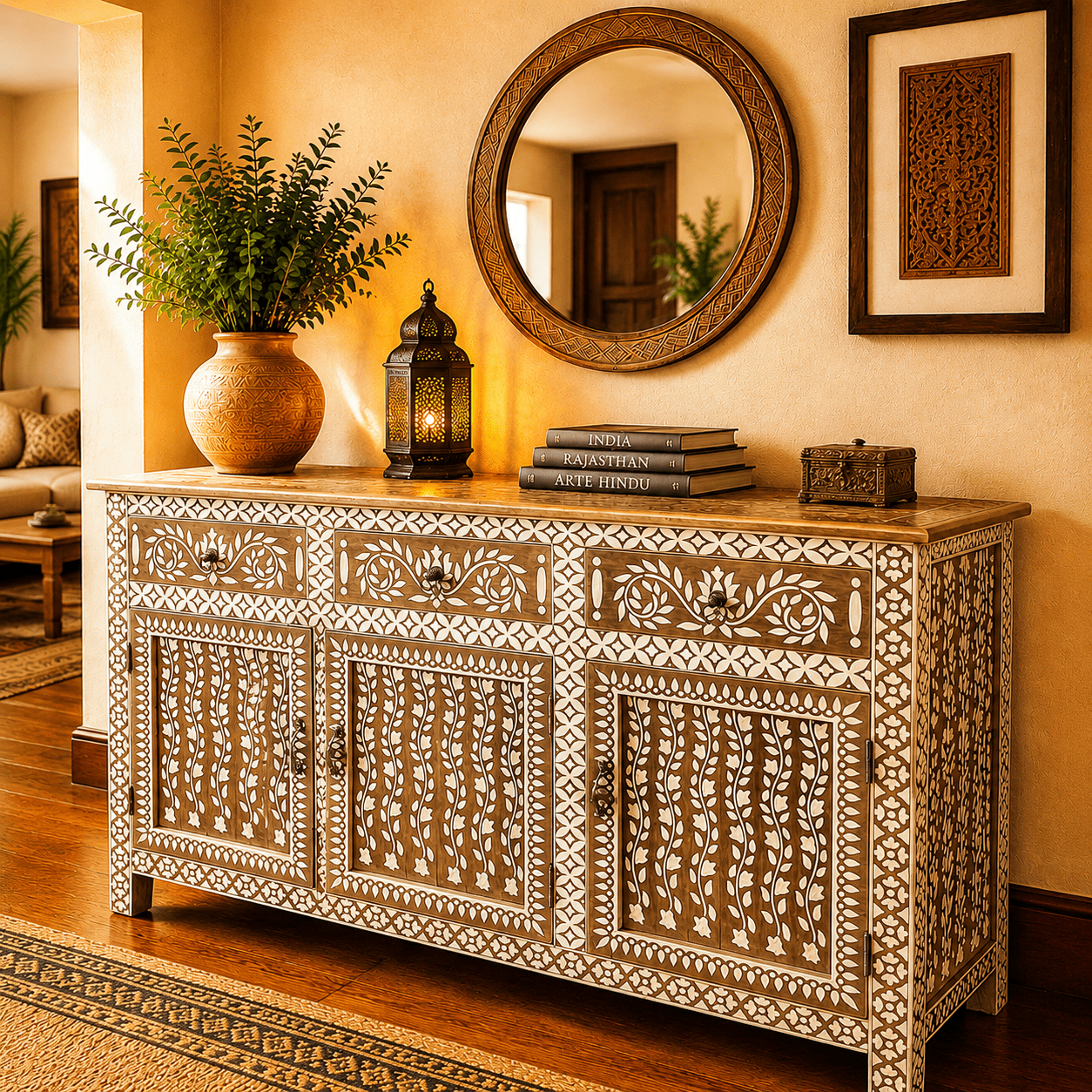 Bife oriental vintage pintado a mano - BOUTIQUEDELAINDIA