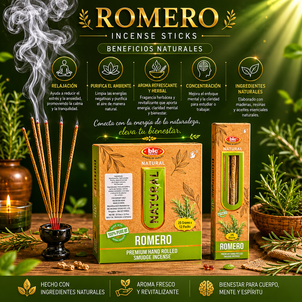 Incienso Bic Natural Romero PPM5.4K