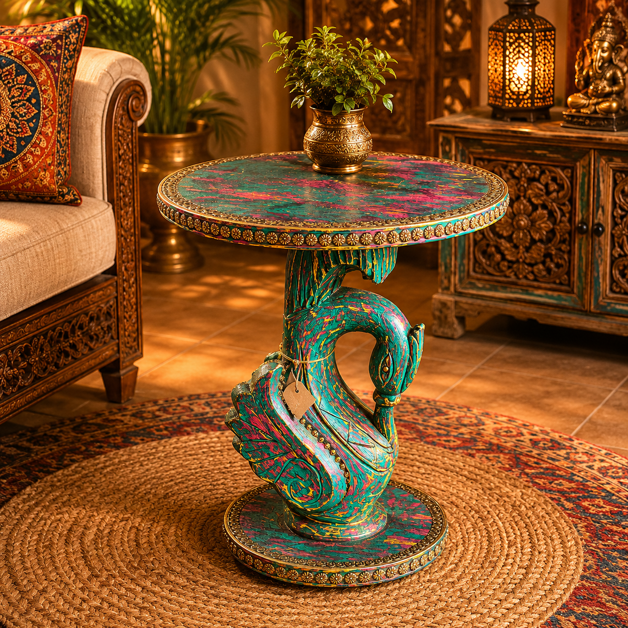 Mesa Auxiliar Cisne Turquesa Vintage