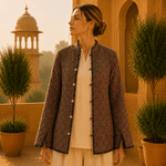 Chaqueta Doble Faz Índigo Floral - BOUTIQUEDELAINDIA