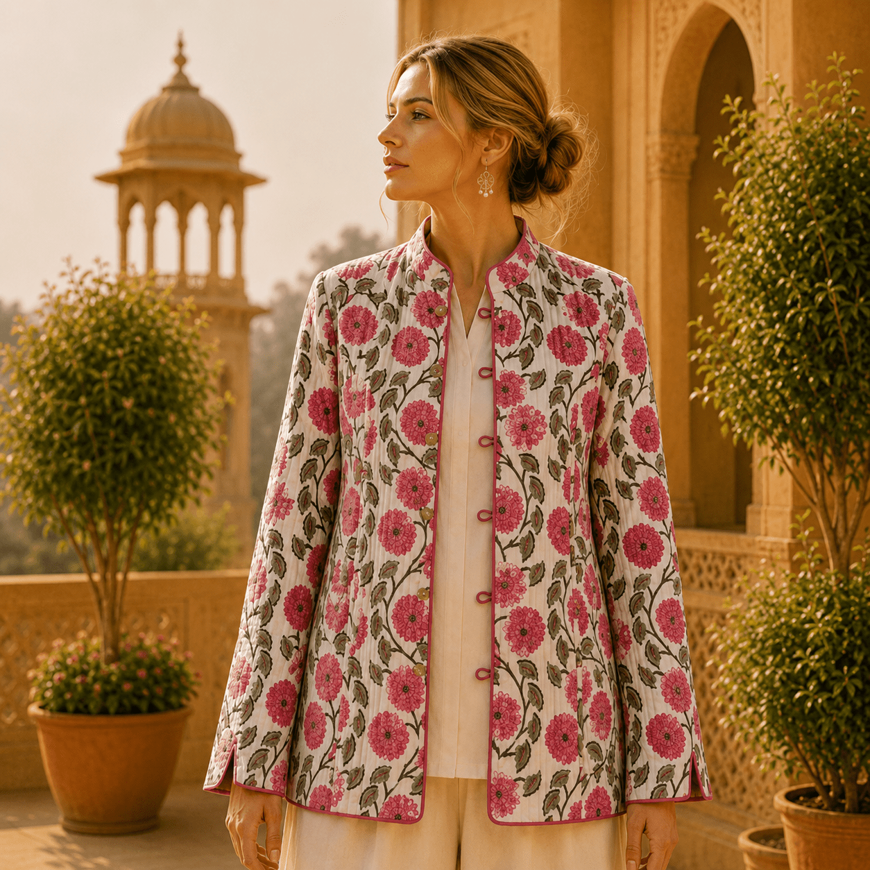 Chaqueta Doble Faz Rosa Lotus