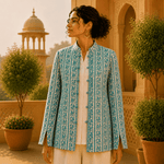 Chaqueta Zigzag Turquesa Jaipur - BOUTIQUEDELAINDIA
