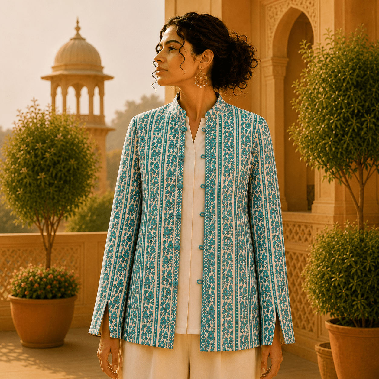 Chaqueta Zigzag Turquesa Jaipur