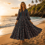 Vestido Anarkali Color Azul - BOUTIQUEDELAINDIA