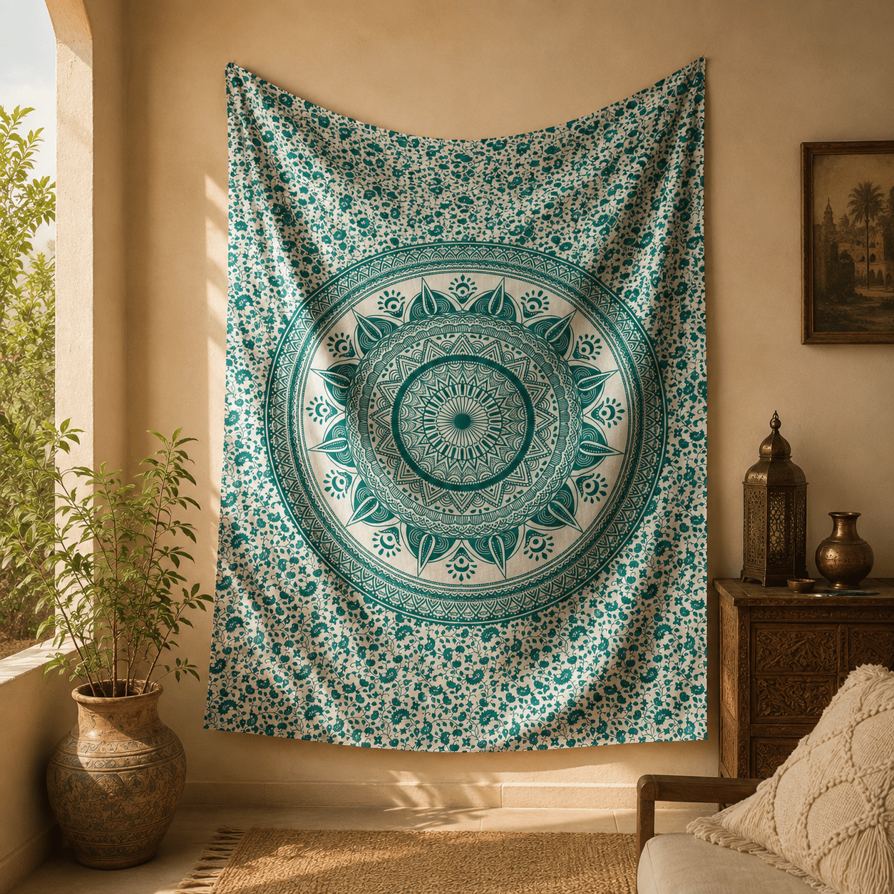 Tapiz Decorativo Mandala Esmeralda Ananta - BOUTIQUEDELAINDIA