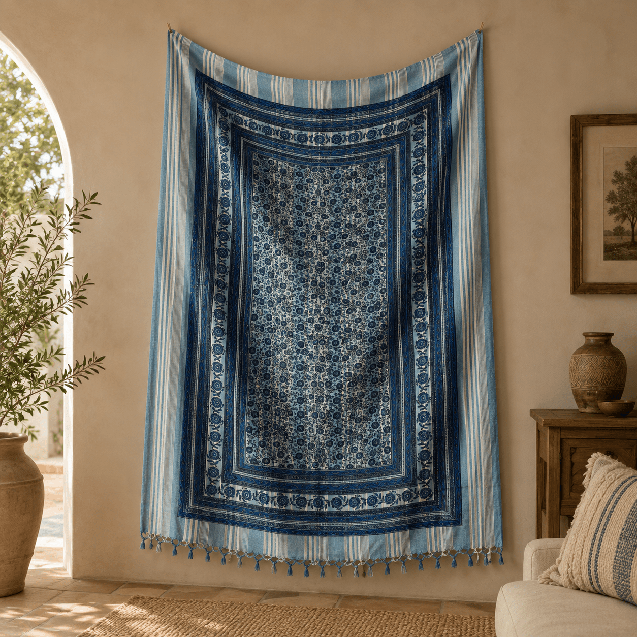 Tapiz Decorativo Rajput Azul Índigo - BOUTIQUEDELAINDIA