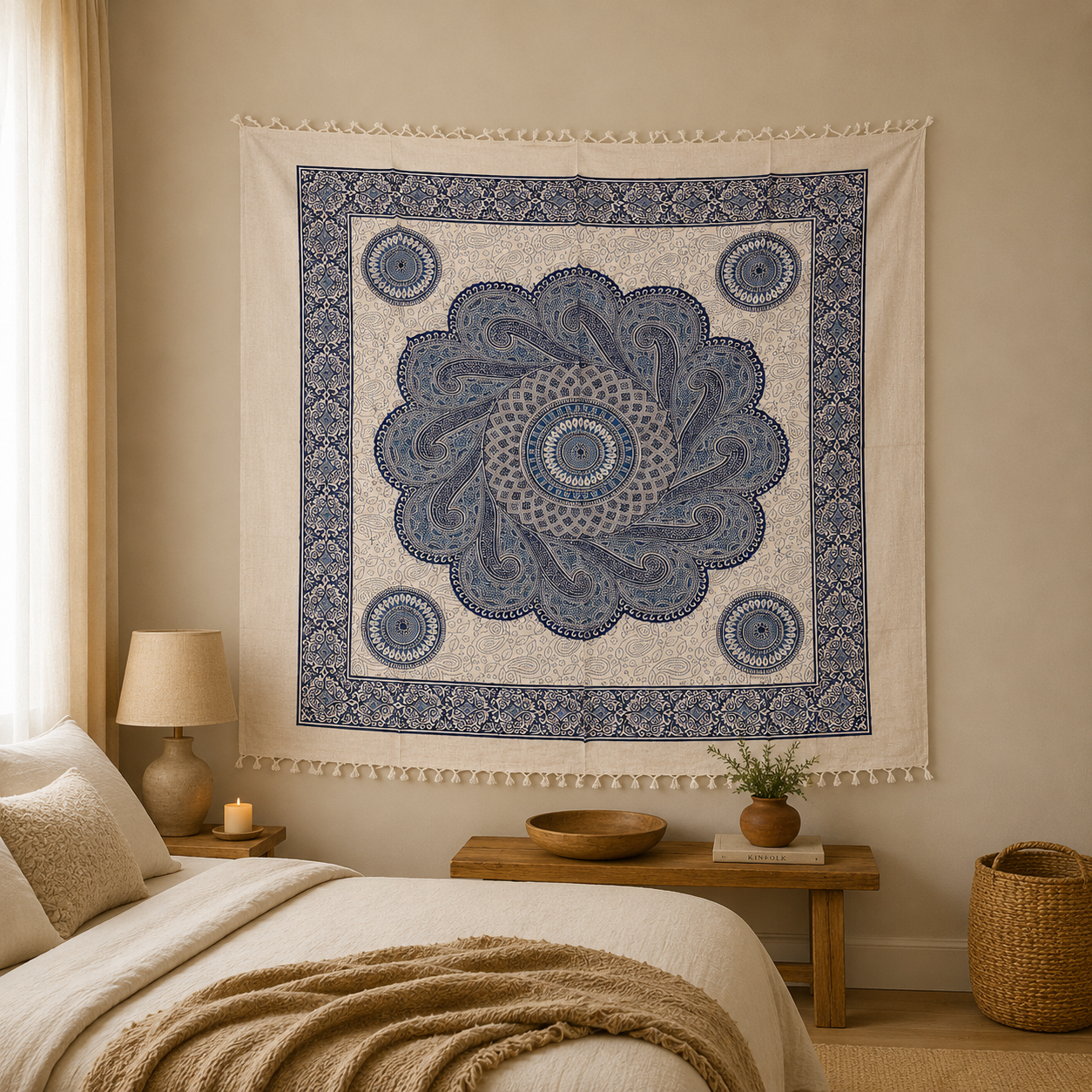 Tapiz decorativo grande, tapiz de pared, tapiz mandala, tela decorativa, Boutique de la India en Colombia 