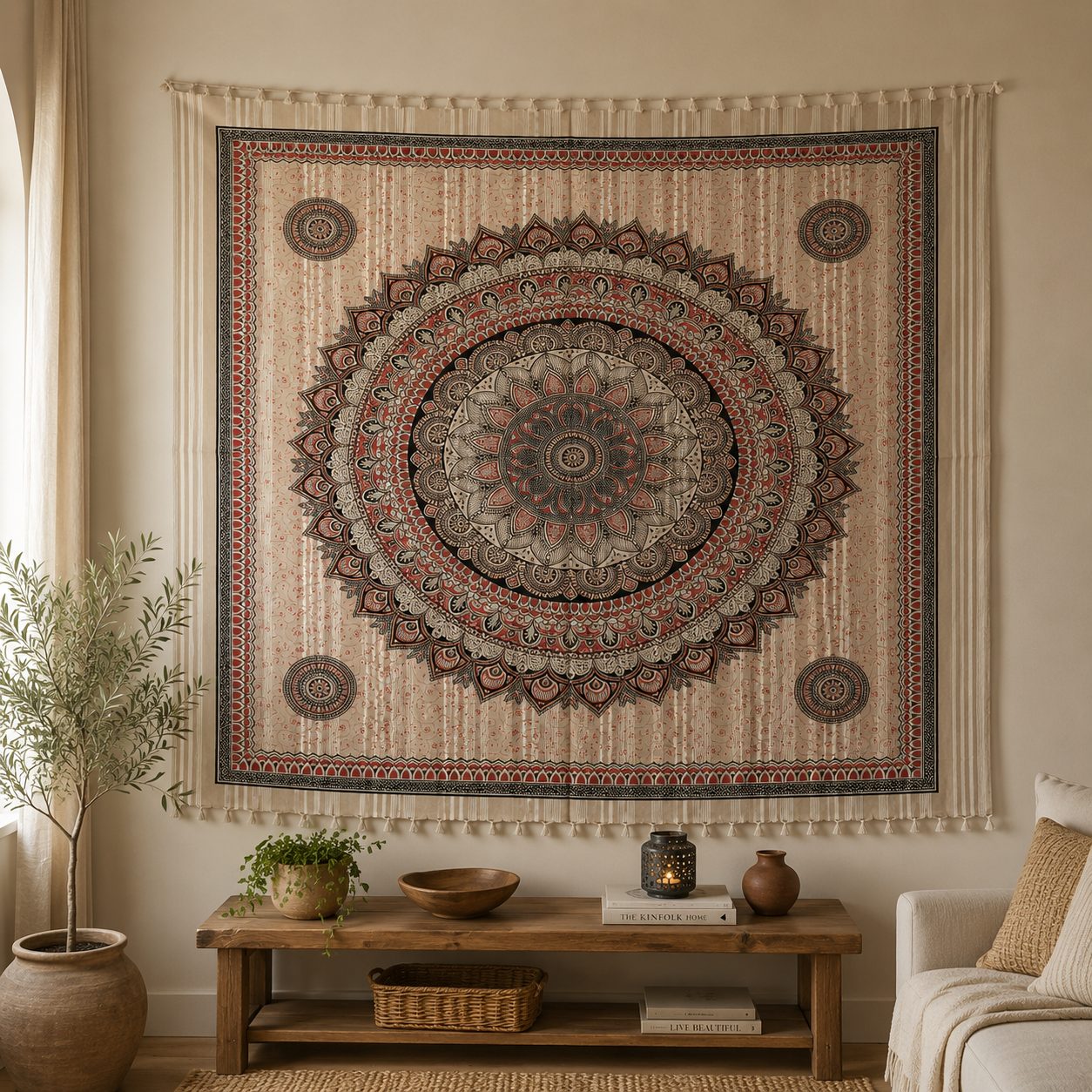 Tapiz decorativo grande, tapiz de pared, tapiz mandala, tela decorativa, Boutique de la India en Colombia 