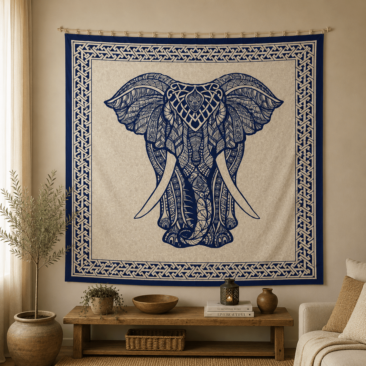 Tela Decorativa Elefante Imperial Azul - BOUTIQUEDELAINDIA