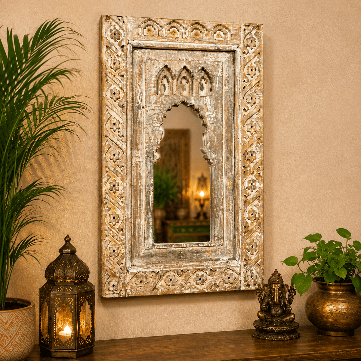Espejo tallado Oriental - BOUTIQUEDELAINDIA