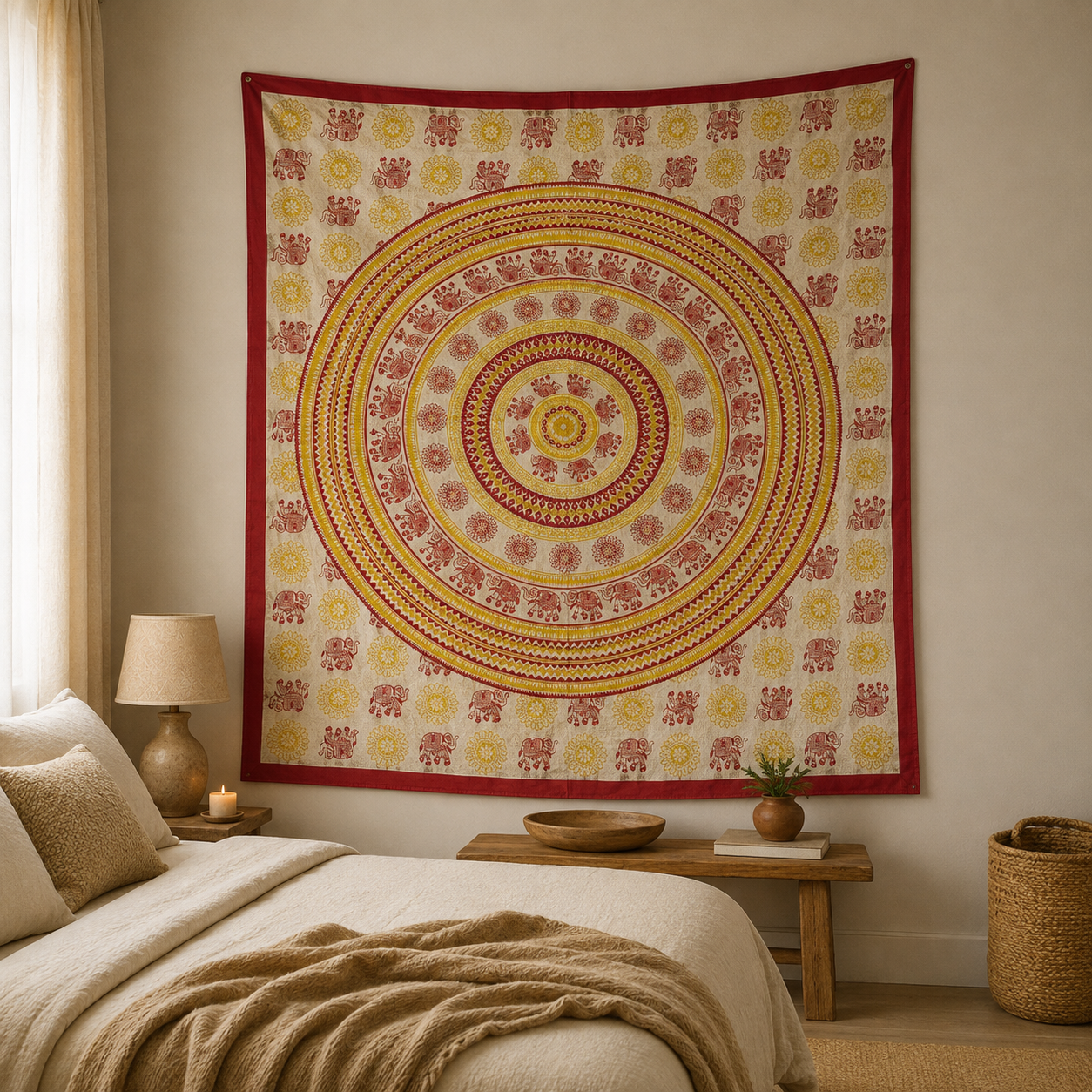 Tapiz decorativo grande, tapiz de pared, tapiz mandala, tela decorativa, Boutique de la India en Colombia 