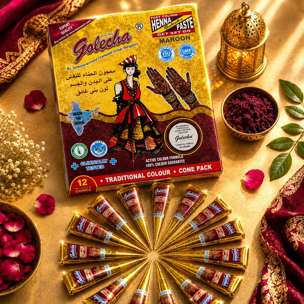Henna Golecha natural para cejas cabello y tatuaje