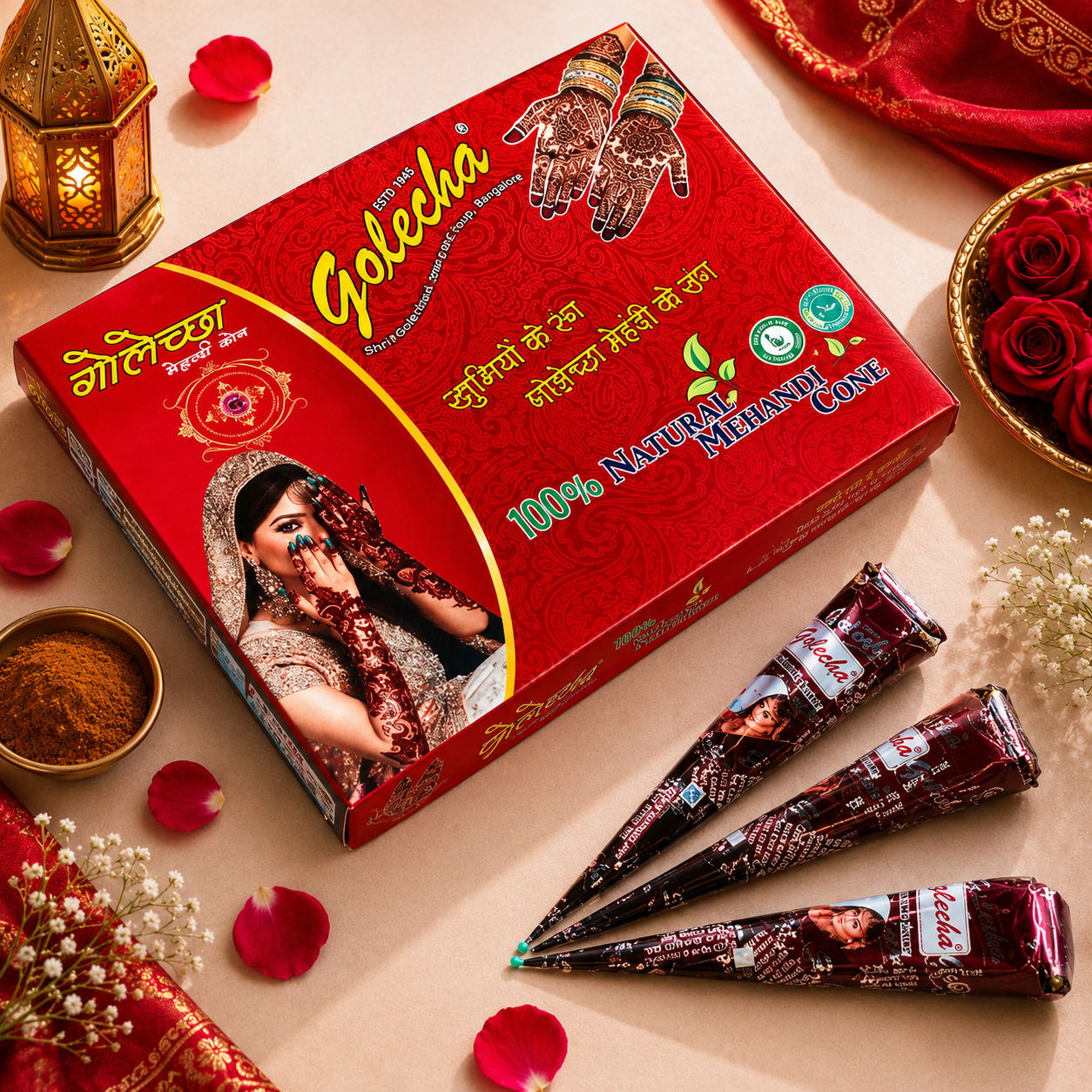 Henna Golecha natural para cejas cabello y tatuaje