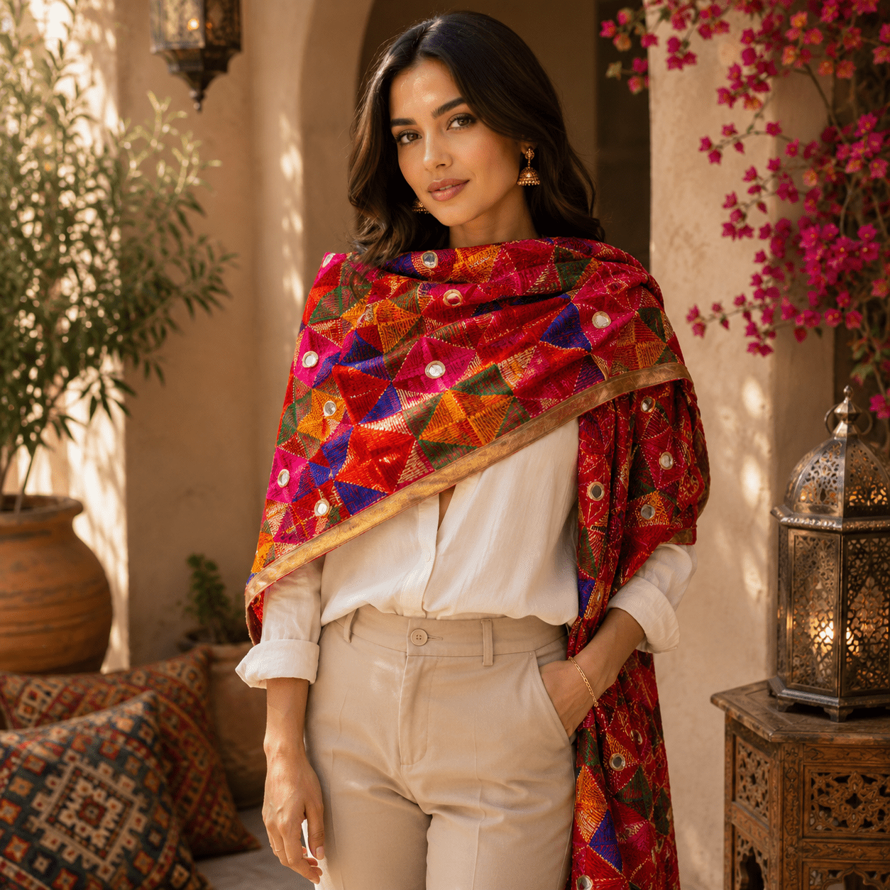 Pashmina Étnica Prisma Real - BOUTIQUEDELAINDIA