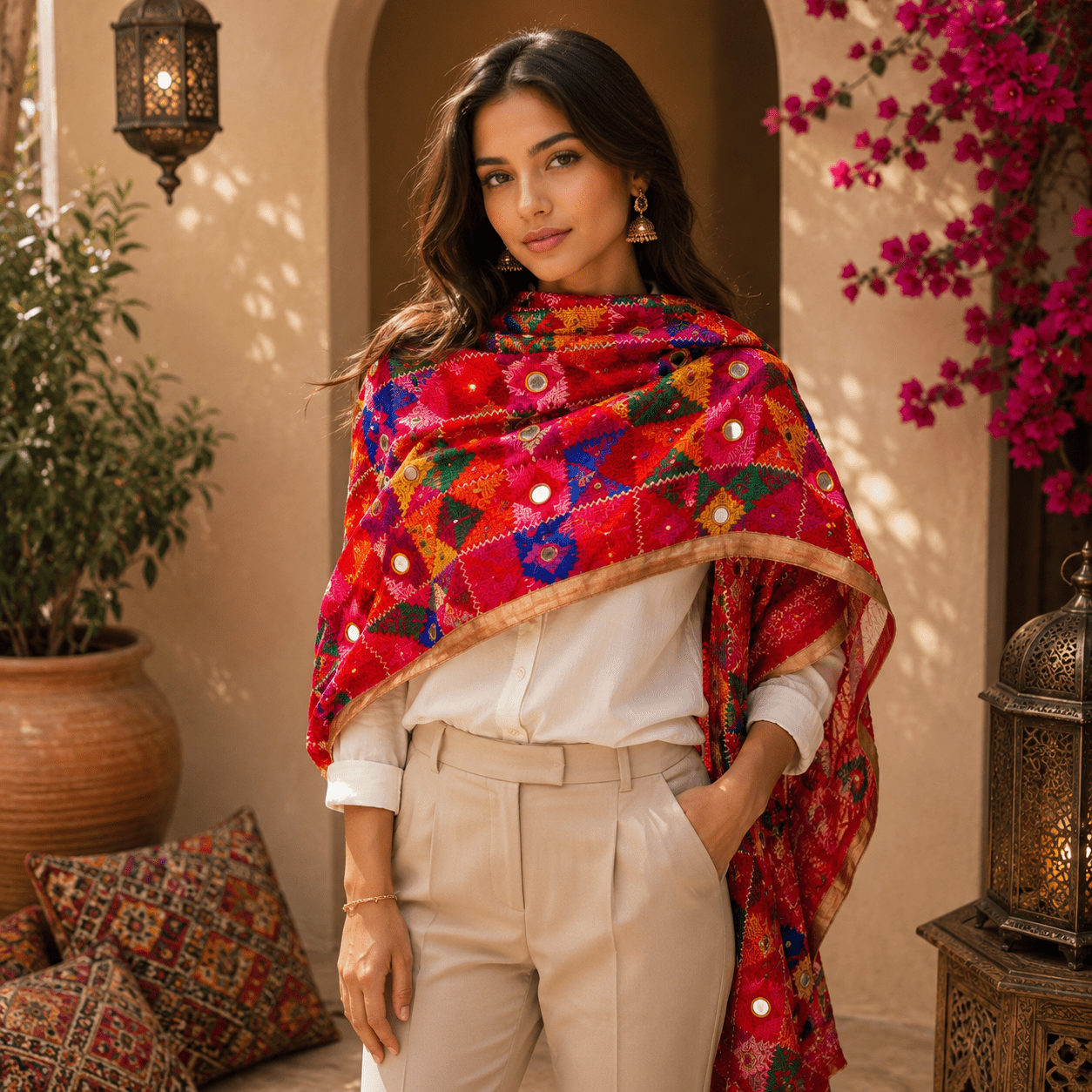 Pashmina Étnica Rubí Imperial - BOUTIQUEDELAINDIA