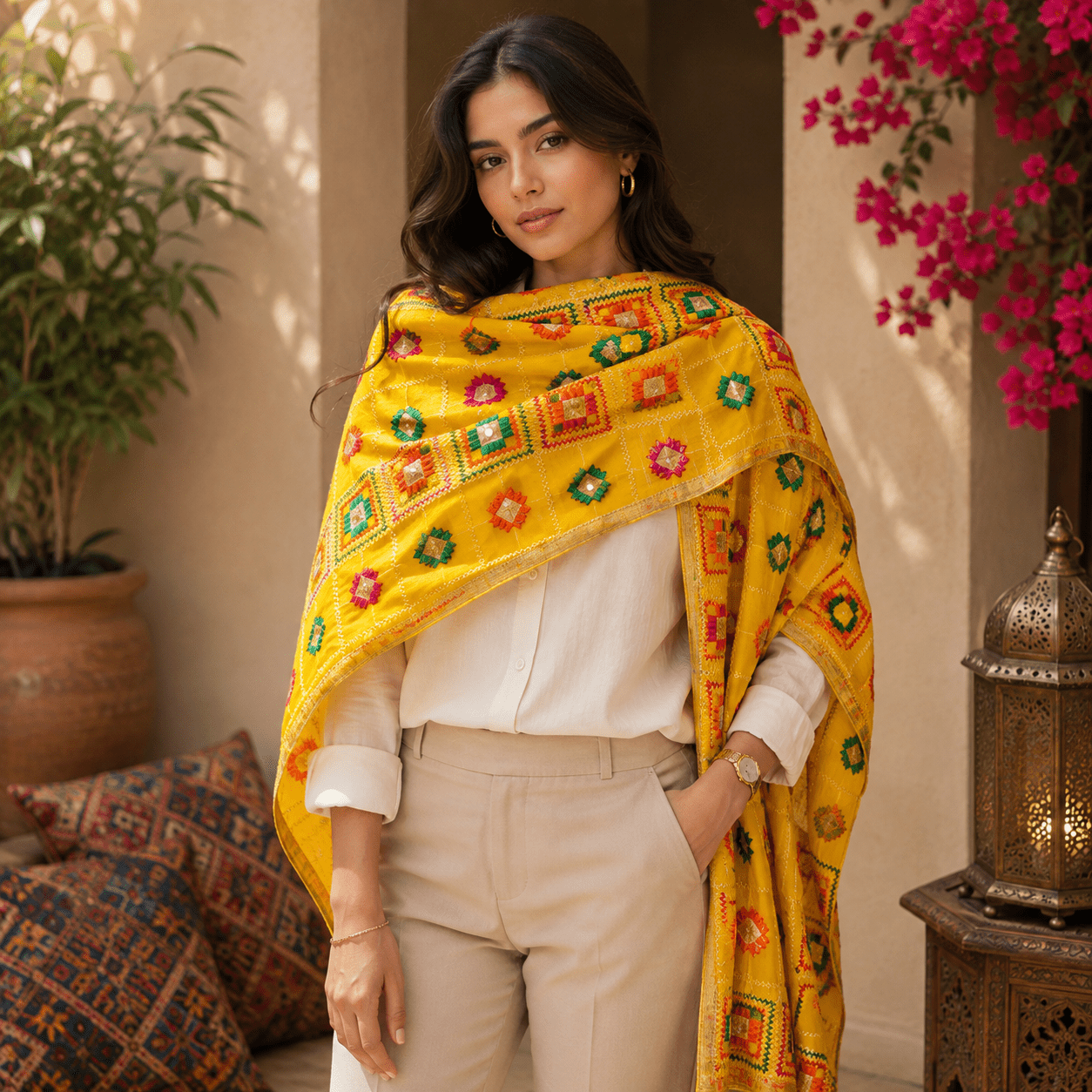 Pashmina Étnica Sol de Amanecer - BOUTIQUEDELAINDIA