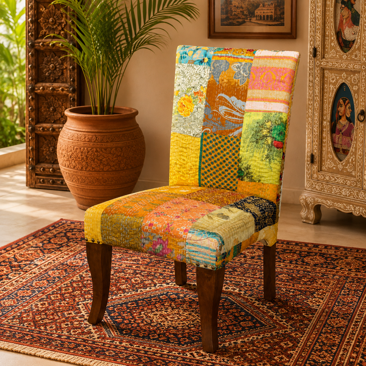 Silla de Seda Patchwork de la India - BOUTIQUEDELAINDIA