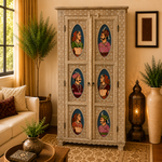 Armario artesanal India, armario madera maciza, mueble oriental, pintado a mano, Boutique de la India Colombia.