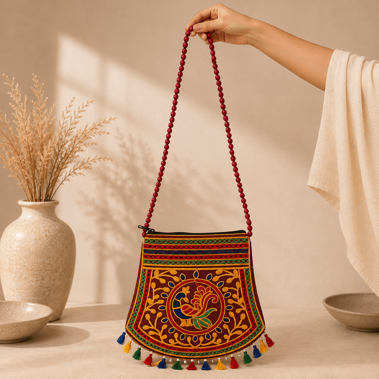 Bolso Gujarat Pavo Real Tradicional - BOUTIQUEDELAINDIA