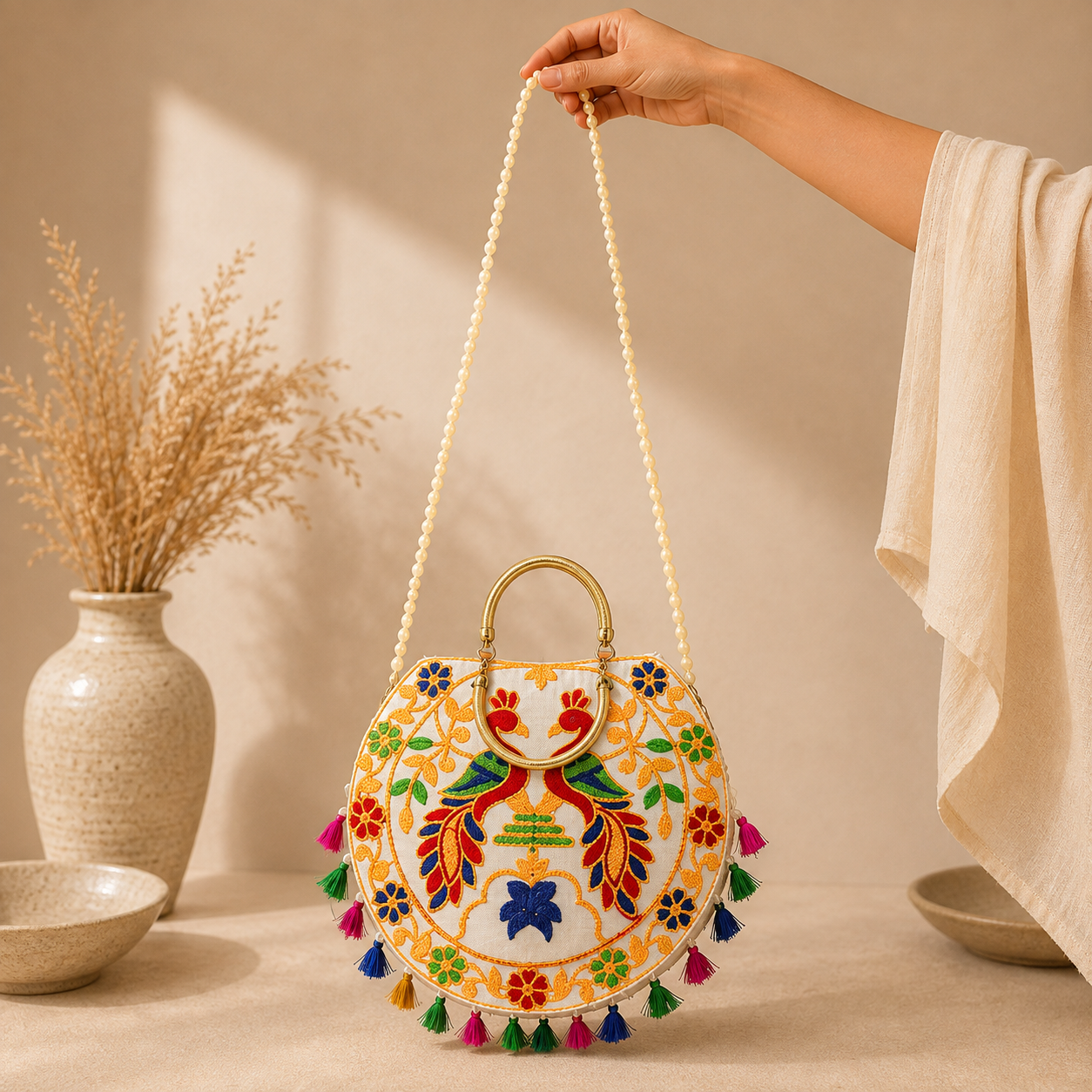 Bolso indio, bolso boho mujer, bordado, bolso con espejos India, cartera Boutique de la India Colombia.