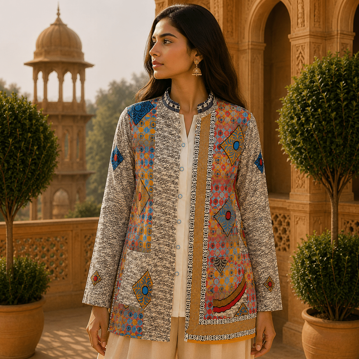 Chaqueta Doble Faz de Seda Mysore Mosaic - BOUTIQUEDELAINDIA