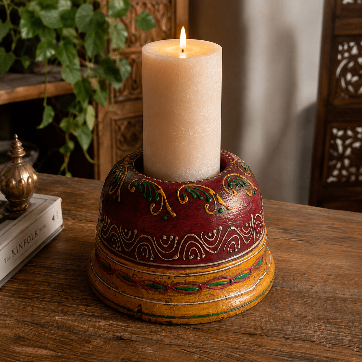 Portavela Decorativo Circular Rojo - BOUTIQUEDELAINDIA