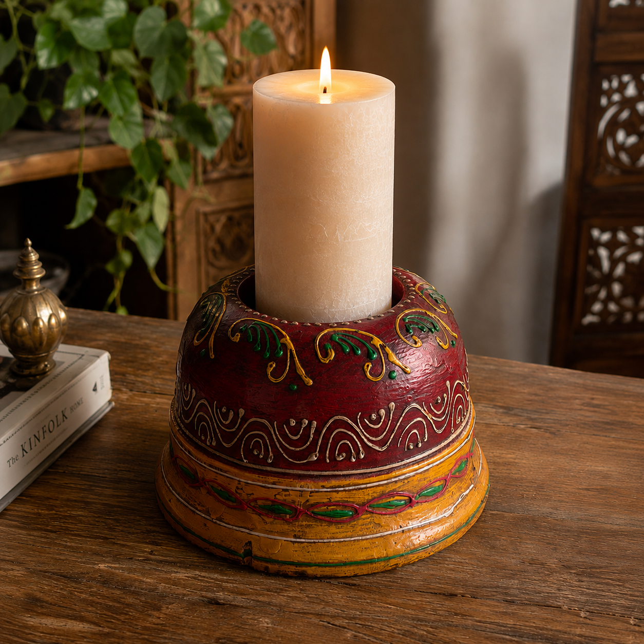 Portavela Decorativo Circular Rojo - BOUTIQUEDELAINDIA