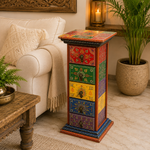 Mesa auxiliar, cajonera decorativa India, cajonera de madera, mueble auxiliar, Boutique de la India en Colombia.